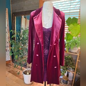 Burgundy Velvet Suit Dress